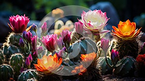 Cactus Flora and Flower in dark Background