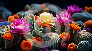 Cactus Flora and Flower in dark Background