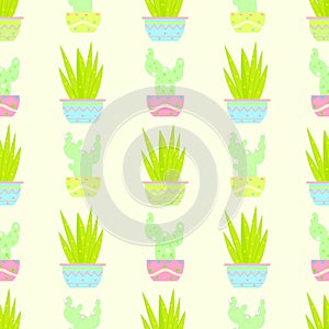 Cactus flower pot seamless