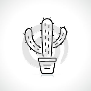 Cactus flowerpot thin line icon