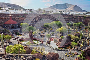Cactus garden on Lanzarote island that was designed by Cesar Manrique, Canary Islands, Spain photo