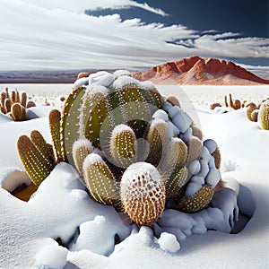 The cactus in the harsh desert between snow and ice - Generate Artificial Intelligente - AI