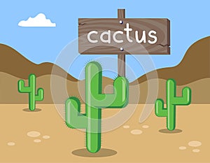 Cactus holding sign post