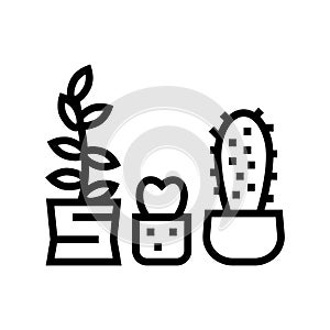 cactus house plant line icon vector illustration
