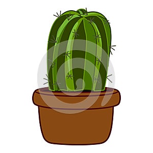 Cactus houseplant icon cartoon vector. Office window garden