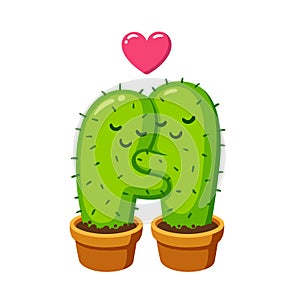 Cactus hug illustration photo