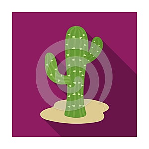 Cactus icon in flat style isolated on white background. Rodeo symbol.