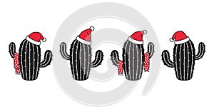 Cactus icon vector Christmas Santa Claus hat scarf logo symbol desert flower botanica plant garden summer illustration doodle desi photo