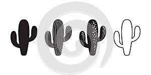 Cactus icon vector logo symbol sign desert flower botanica plant garden summer tropical illustration doodle