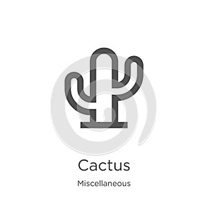 cactus icon vector from miscellaneous collection. Thin line cactus outline icon vector illustration. Outline, thin line cactus