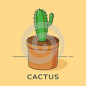 Cactus Plant Cartoon Style in a jar