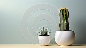 A cactus and a plant in a pot