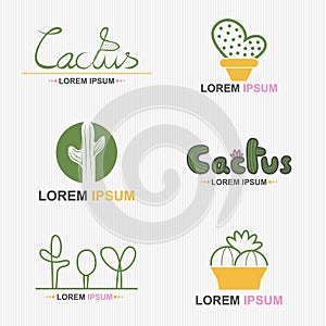 Cactus Plant And Tree Logo Set - Vector