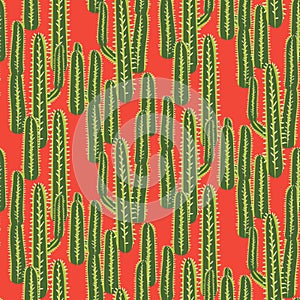 Cactus plant vector seamless pattern. Abstract desert nature fabric print.