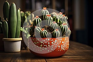 Cactus in a pot. Elements of this image furnished by NASA
