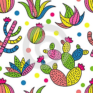 Cactus seamless pattern background.