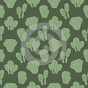 Cactus seamless pattern. Mexican exotic plant endless background. Nopal loop cover. Vector hand drawn illustration