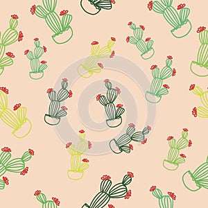Cactus seamless pattern texture pink background