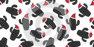 Cactus seamless pattern vector Christmas Santa Claus hat Desert botanica flower garden plant summer scarf isolated repeat wallpape photo