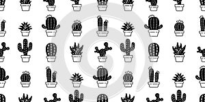 Cactus seamless pattern vector Desert botanica flower garden plant cartoon tile background repeat wallpaper scarf isolated doodle photo