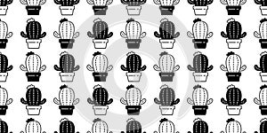 Cactus seamless pattern vector Desert botanica flower garden plant scarf isolated repeat wallpaper cartoon tile background illustr