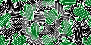 Cactus seamless pattern vector Desert flower botanica summer plant garden scarf isolated tile background repeat wallpaper illustra