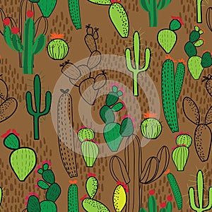 Cactus seamless repeat pattern