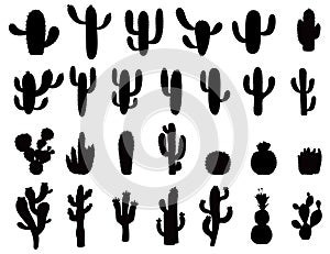 Cactus silhouettes set. Isolated vector illustrations