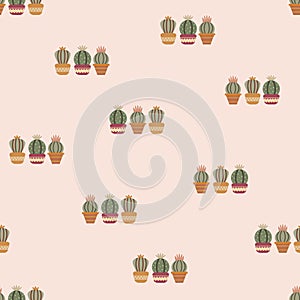 Cactus seamless pattern. Cute cacti in boho style.