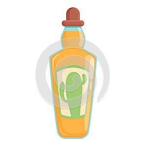 Cactus tequila bottle icon cartoon vector. Glass shot