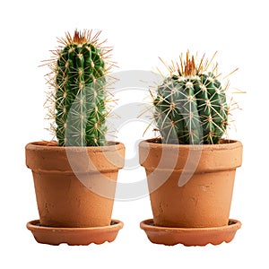 A cactus in terracotta pots isolated on transparent background.