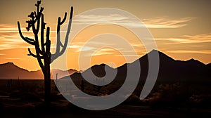 Cactus tree desert sunset landscape near phoenix Az