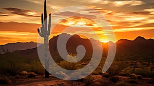 Cactus tree desert sunset landscape near phoenix Az