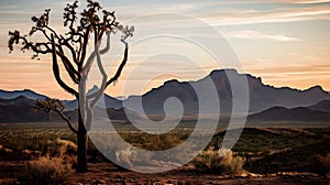 Cactus tree desert sunset landscape near phoenix Az