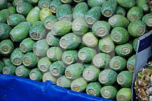 Cactus tunas in a Mexican market