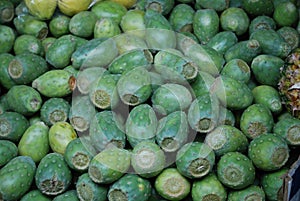 Cactus tunas in a Mexican market