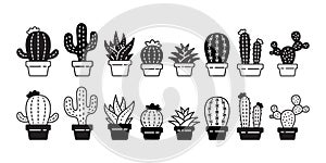 Cactus vector icon Desert flower logo botanica character cartoon plant garden symbol illustration doodle design