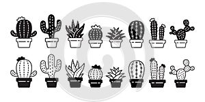 Cactus vector icon Desert flower logo botanica character cartoon plant garden symbol illustration doodle design photo