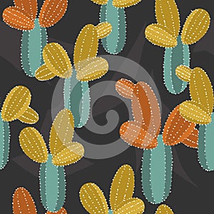 Cactuses, colorful seamless pattern