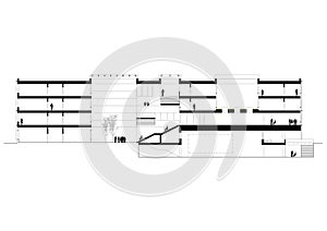 Cad drawing. Section of the modern school. Modern multistory building