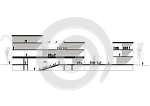 Cad drawing. Section of the multistory building