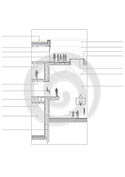 Cad drawing. Section of the multistory building