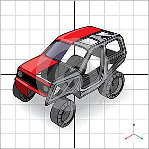 CAD modeling vehicle prototype with inner structure analysis