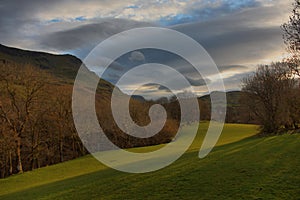 Cadair idris mountain range in snowdonia under a moody sky