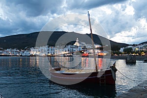 Cadaques sunset. Romanticism in the Mediterranean Sea. The village of Salvador Dali, in Costa Brava, Gerona, Catalonia, Spain