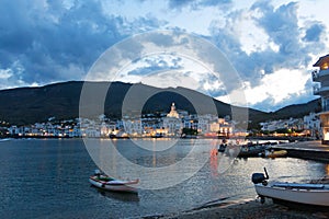 Cadaques sunset. Romanticism in the Mediterranean Sea. The village of Salvador Dali, in Costa Brava, Gerona, Catalonia, Spain