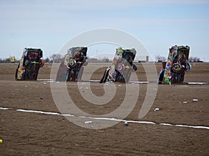 Cadillac Ranch one Cadillac side