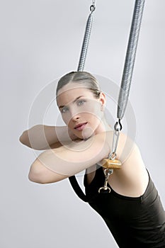 Cadillac trapeze pilates woman portrait