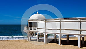 Cadiz Beach with white observation deck