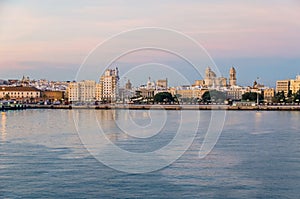 Cadiz with its Avenida del Puerto at sunrise photo